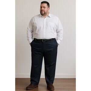 Haggar Pants Men 42x29 Black Classic Fit Work to Weekend Stretch Cotton Chino